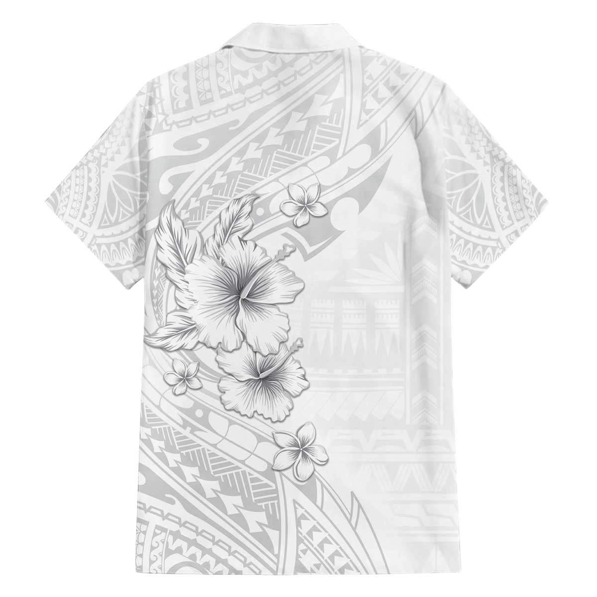 Lotu Tamaiti Samoa Family Matching Off Shoulder Short Dress and Hawaiian Shirt White Sunday Polynesian Tribal Pattern Elegant Style LT05 - Polynesian Pride