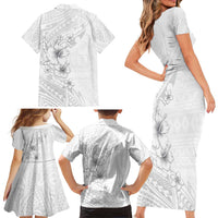 Lotu Tamaiti Samoa Family Matching Short Sleeve Bodycon Dress and Hawaiian Shirt White Sunday Polynesian Tribal Pattern Elegant Style LT05 - Polynesian Pride