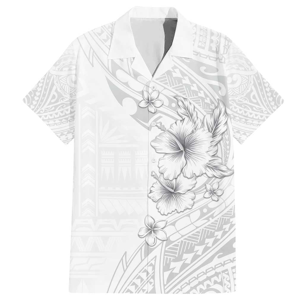 Lotu Tamaiti Samoa Family Matching Short Sleeve Bodycon Dress and Hawaiian Shirt White Sunday Polynesian Tribal Pattern Elegant Style LT05 Dad's Shirt - Short Sleeve White - Polynesian Pride