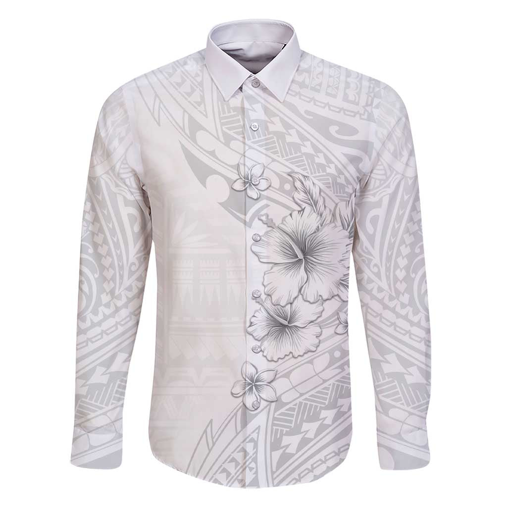Lotu Tamaiti Samoa Family Matching Short Sleeve Bodycon Dress and Hawaiian Shirt White Sunday Polynesian Tribal Pattern Elegant Style LT05 Dad's Shirt - Long Sleeve White - Polynesian Pride