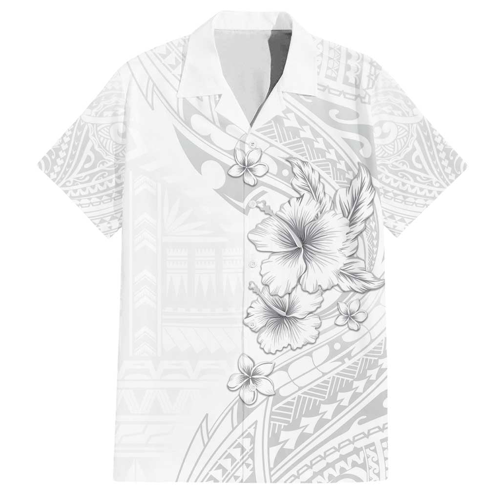 Lotu Tamaiti Samoa Family Matching Tank Maxi Dress and Hawaiian Shirt White Sunday Polynesian Tribal Pattern Elegant Style LT05 Dad's Shirt - Short Sleeve White - Polynesian Pride