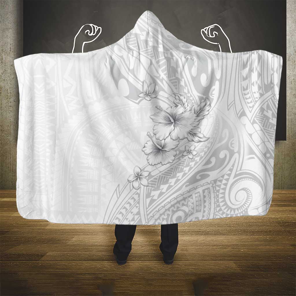 Lotu Tamaiti Samoa Hooded Blanket White Sunday Polynesian Tribal Pattern Elegant Style