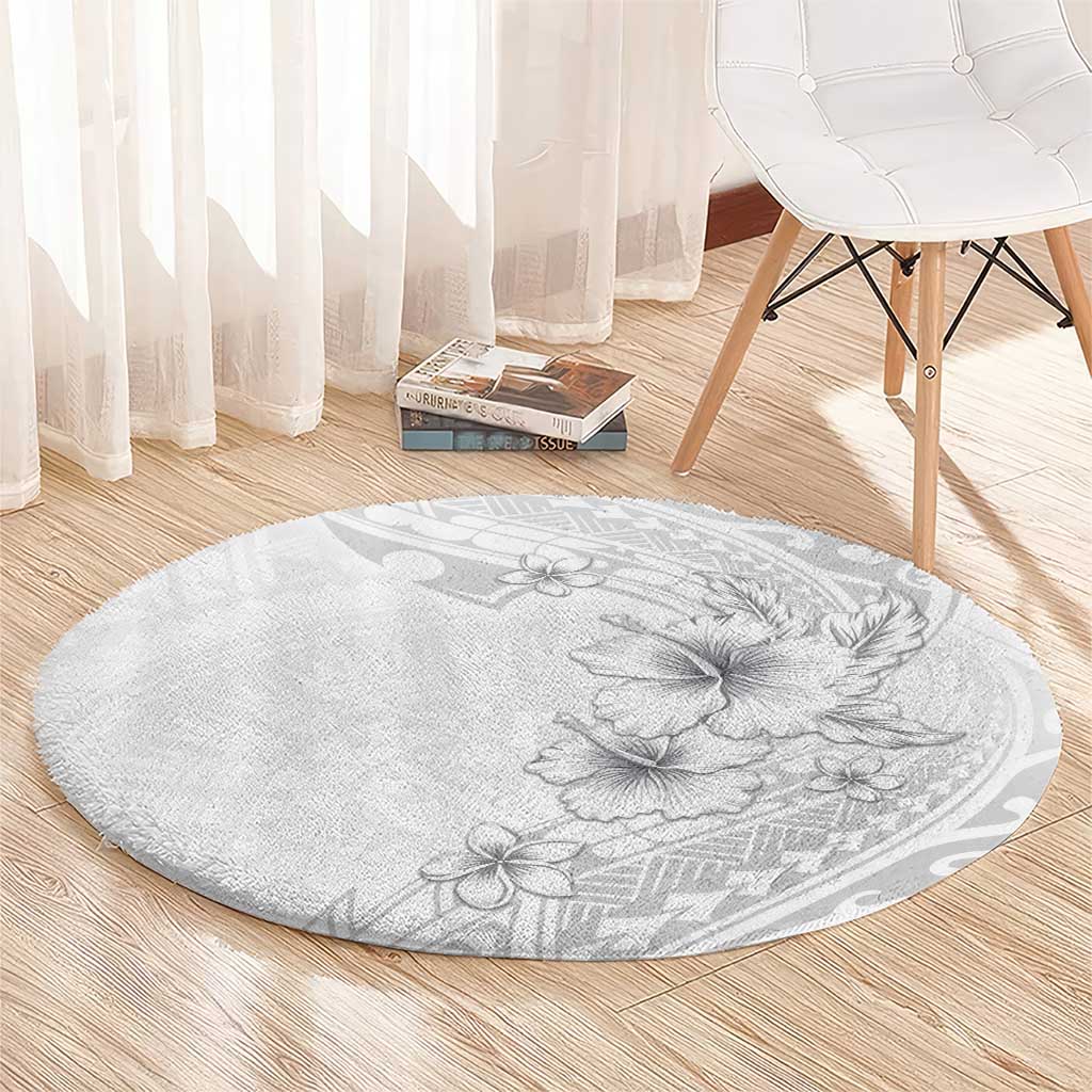 Lotu Tamaiti Samoa Round Carpet White Sunday Polynesian Tribal Pattern Elegant Style