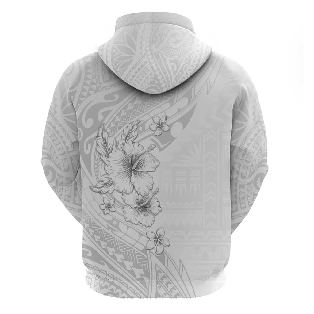 Lotu Tamaiti Samoa Zip Hoodie White Sunday Polynesian Tribal Pattern Elegant Style