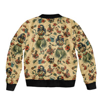 Hawaii Halloween Sleeve Zip Bomber Jacket Spooky Tropical Hula Zombie