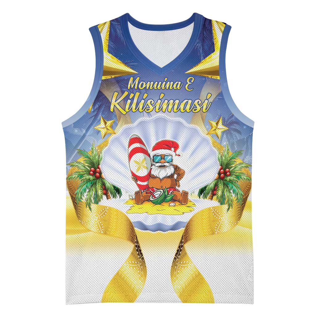 Niue Christmas Basketball Jersey Seashell Santa Beach Vibes - Polynesian Pride