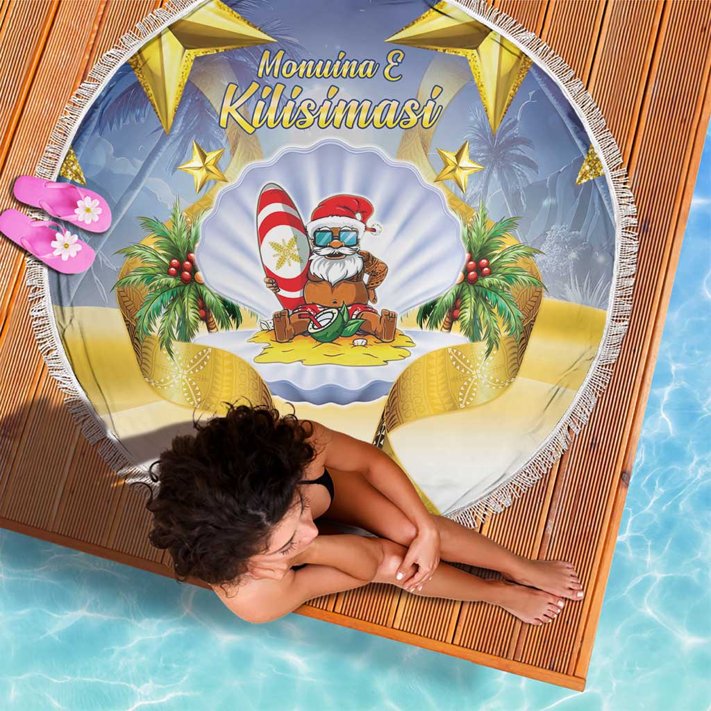 Niue Christmas Beach Blanket Seashell Santa Beach Vibes - Polynesian Pride