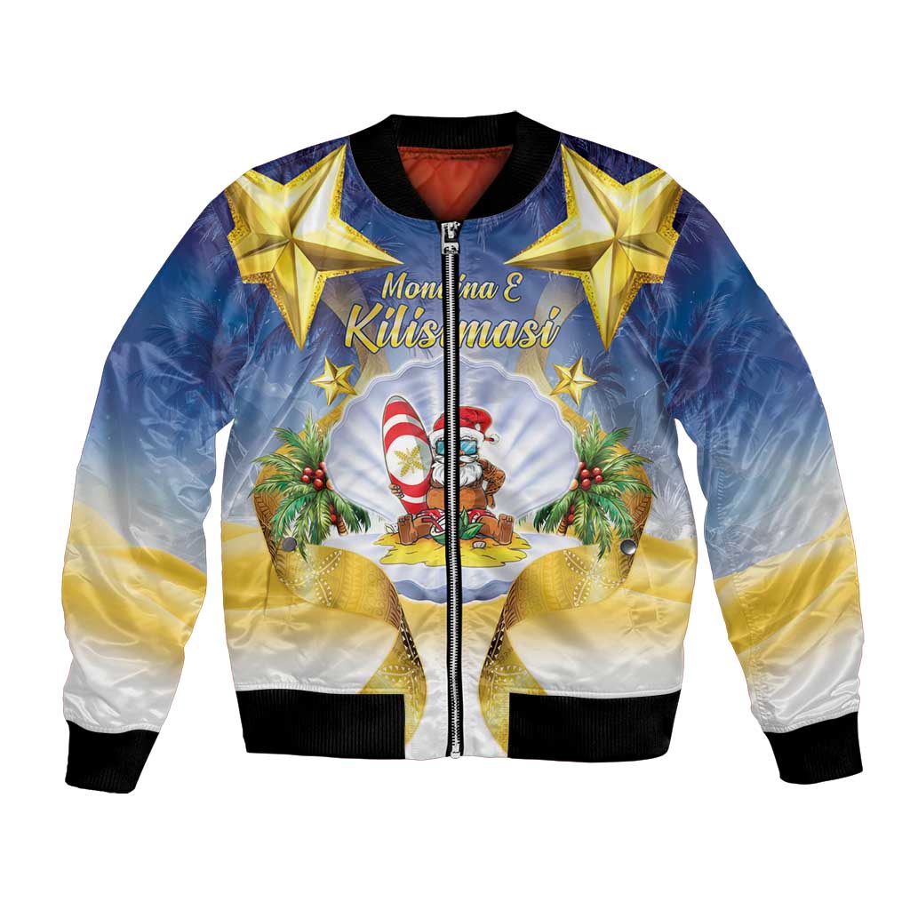 Niue Christmas Bomber Jacket Seashell Santa Beach Vibes - Polynesian Pride
