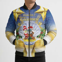 Niue Christmas Bomber Puffer Jacket Seashell Santa Beach Vibes - Polynesian Pride
