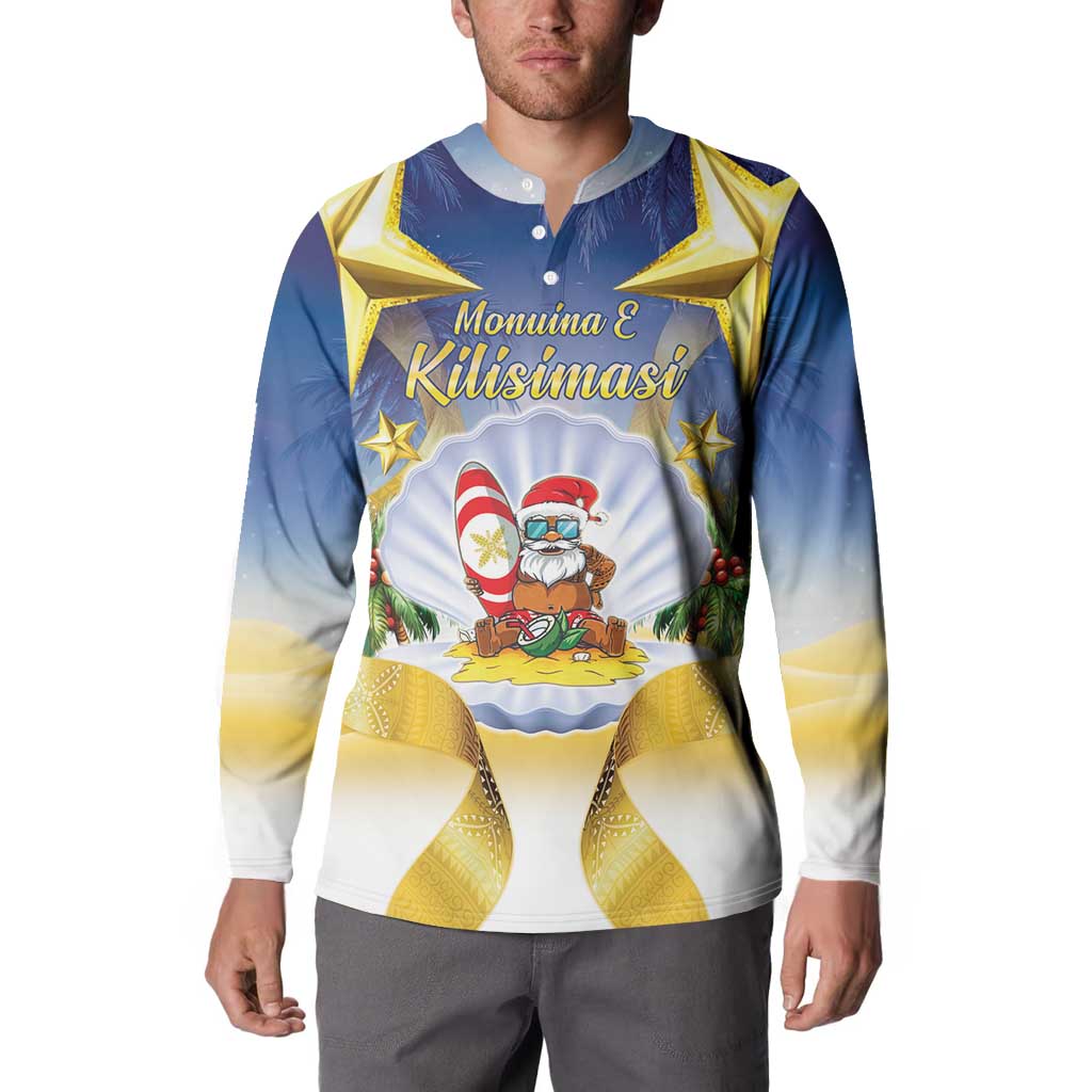 Niue Christmas Button Sweatshirt Seashell Santa Beach Vibes - Polynesian Pride