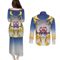 Niue Christmas Couples Matching Puletasi and Long Sleeve Button Shirt Seashell Santa Beach Vibes - Polynesian Pride