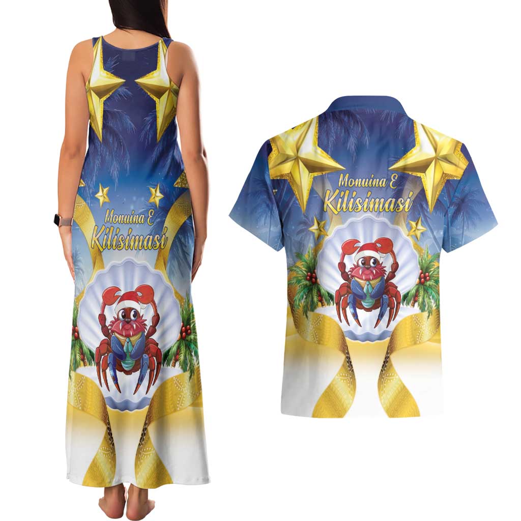 Niue Christmas Couples Matching Tank Maxi Dress and Hawaiian Shirt Seashell Santa Beach Vibes - Polynesian Pride