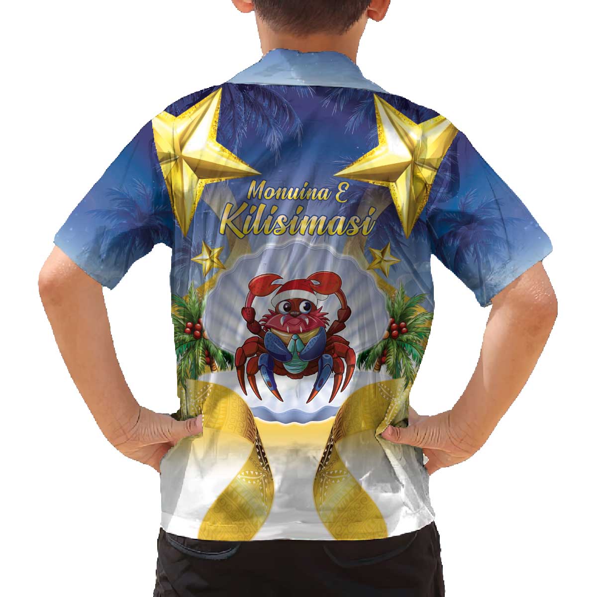 Niue Christmas Family Matching Off The Shoulder Long Sleeve Dress and Hawaiian Shirt Seashell Santa Beach Vibes - Polynesian Pride