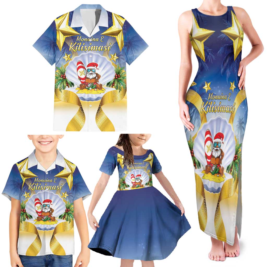 Niue Christmas Family Matching Tank Maxi Dress and Hawaiian Shirt Seashell Santa Beach Vibes - Polynesian Pride