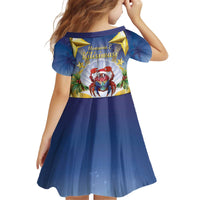 Niue Christmas Kid Short Sleeve Dress Seashell Santa Beach Vibes - Polynesian Pride