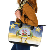 Niue Christmas Leather Tote Bag Seashell Santa Beach Vibes - Polynesian Pride