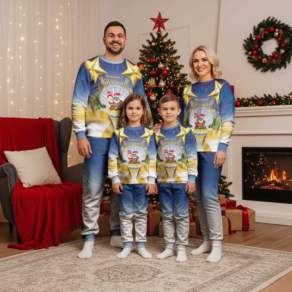 Niue Christmas Pajama Set Seashell Santa Beach Vibes - Polynesian Pride