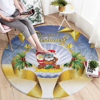 Niue Christmas Round Carpet Seashell Santa Beach Vibes - Polynesian Pride