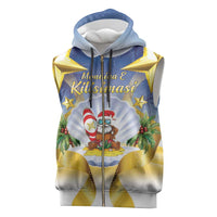 Niue Christmas Sleeveless Zip Hoodie Seashell Santa Beach Vibes - Polynesian Pride