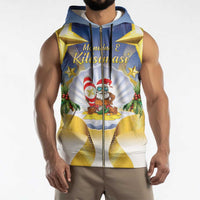Niue Christmas Sleeveless Zip Hoodie Seashell Santa Beach Vibes - Polynesian Pride