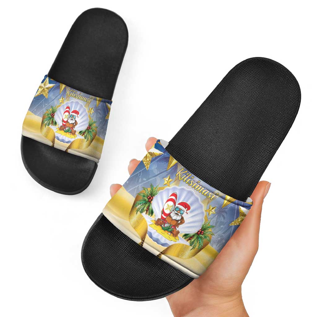 Niue Christmas Slide Sandals Seashell Santa Beach Vibes - Polynesian Pride