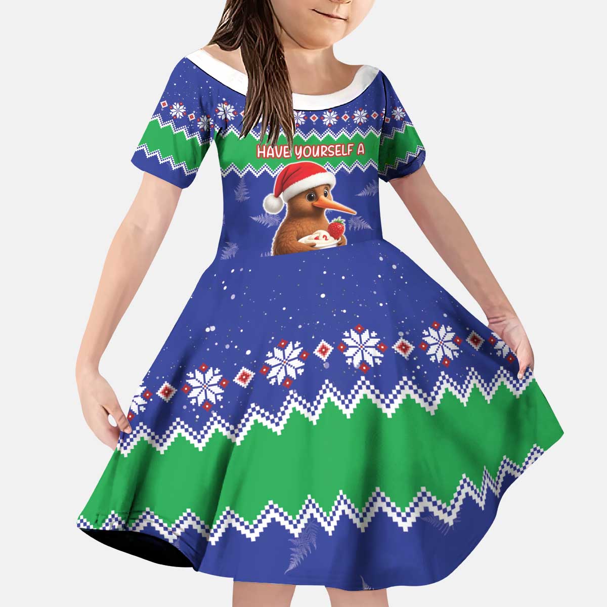 New Zealand Christmas Kid Short Sleeve Dress Have Yourself A Kiwi-tastic Christmas - Polynesian Pride