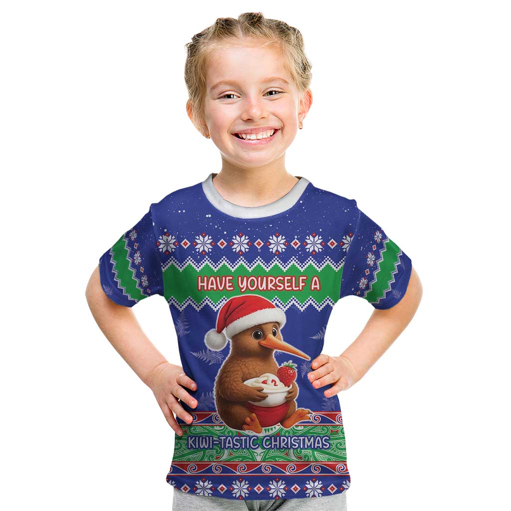 New Zealand Christmas Kid T Shirt Have Yourself A Kiwi-tastic Christmas - Polynesian Pride