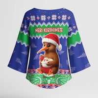 New Zealand Christmas Kimono Sleeve Blouse Have Yourself A Kiwi-tastic Christmas - Polynesian Pride