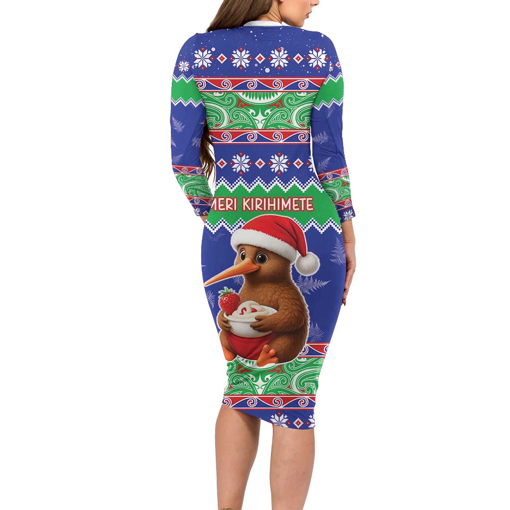 New Zealand Christmas Long Sleeve Bodycon Dress Have Yourself A Kiwi-tastic Christmas - Polynesian Pride