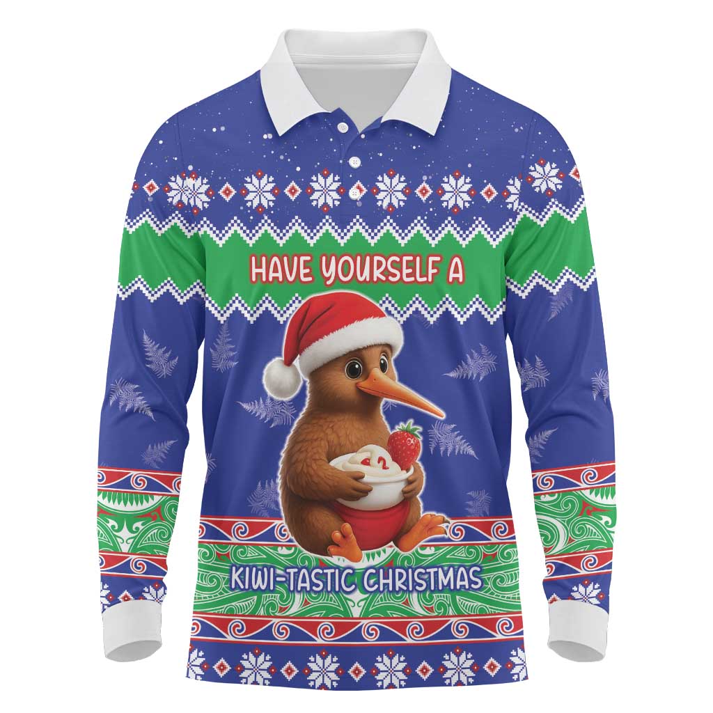 New Zealand Christmas Long Sleeve Polo Shirt Have Yourself A Kiwi-tastic Christmas - Polynesian Pride