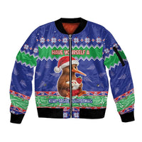 New Zealand Christmas Sleeve Zip Bomber Jacket Have Yourself A Kiwi-tastic Christmas - Polynesian Pride