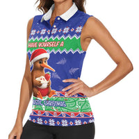 New Zealand Christmas Women Sleeveless Polo Shirt Have Yourself A Kiwi-tastic Christmas - Polynesian Pride