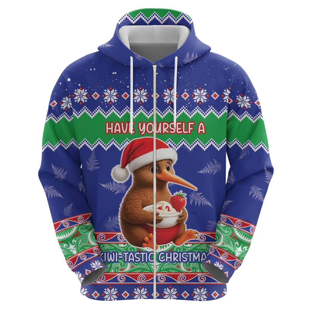 New Zealand Christmas Zip Hoodie Have Yourself A Kiwi-tastic Christmas - Polynesian Pride