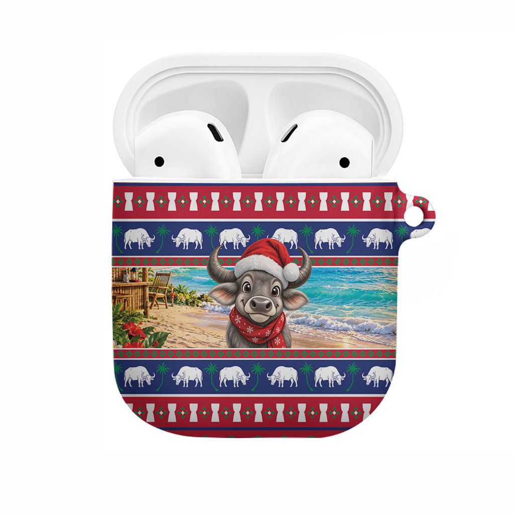 Guam Christmas AirPods Case Felis Pasgua Carabao Santa LT05 Red - Polynesian Pride