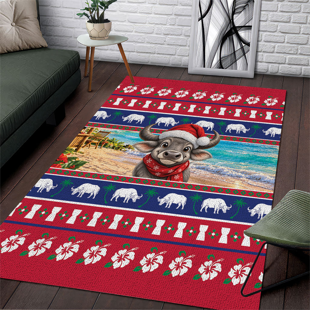 Guam Christmas Area Rug Felis Pasgua Carabao Santa LT05 Red - Polynesian Pride