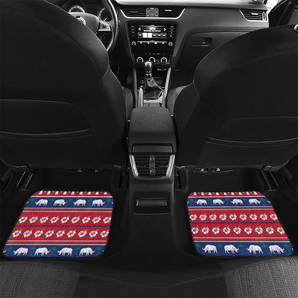 Guam Christmas Car Mats Felis Pasgua Carabao Santa LT05 Set 2pcs - Back Red - Polynesian Pride