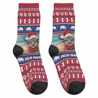 Guam Christmas Crew Socks Felis Pasgua Carabao Santa LT05 - Polynesian Pride