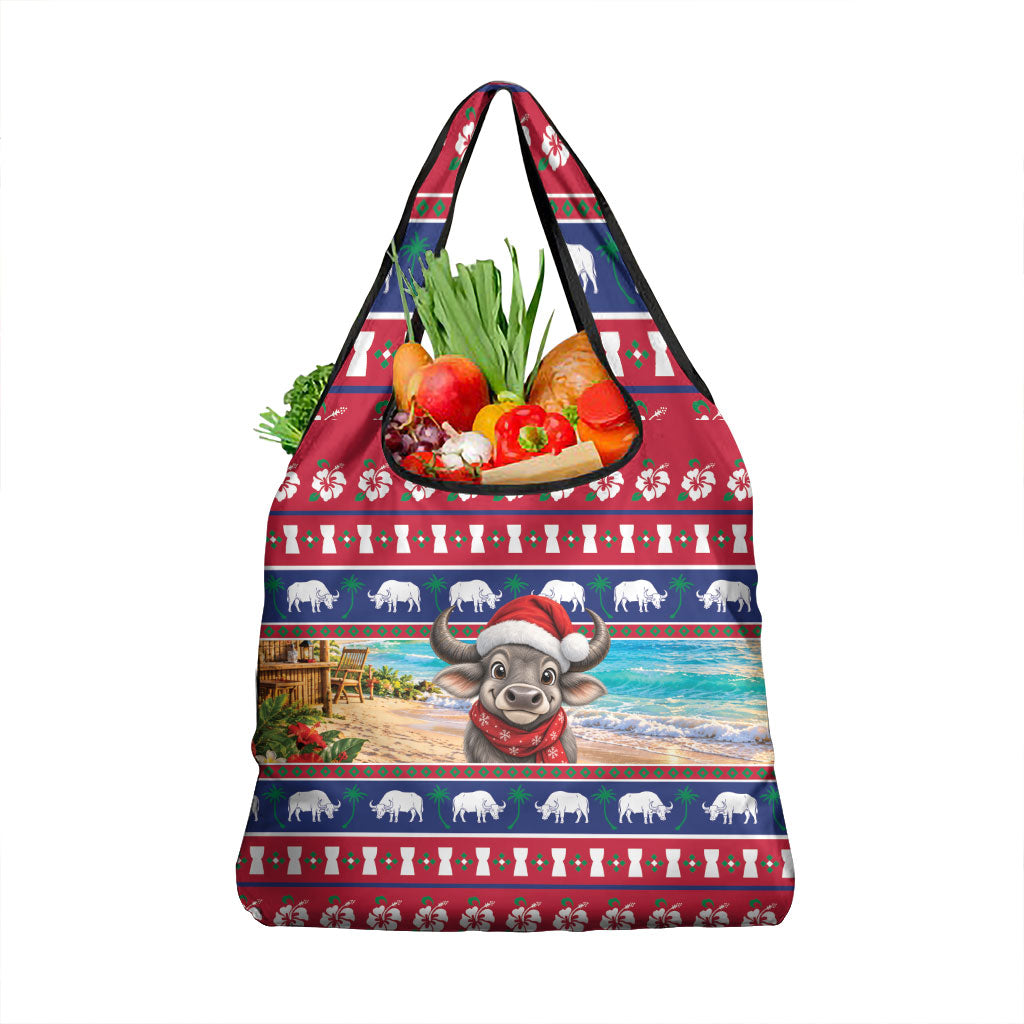 Guam Christmas Grocery Bag Felis Pasgua Carabao Santa LT05 1-pack One Size Red - Polynesian Pride