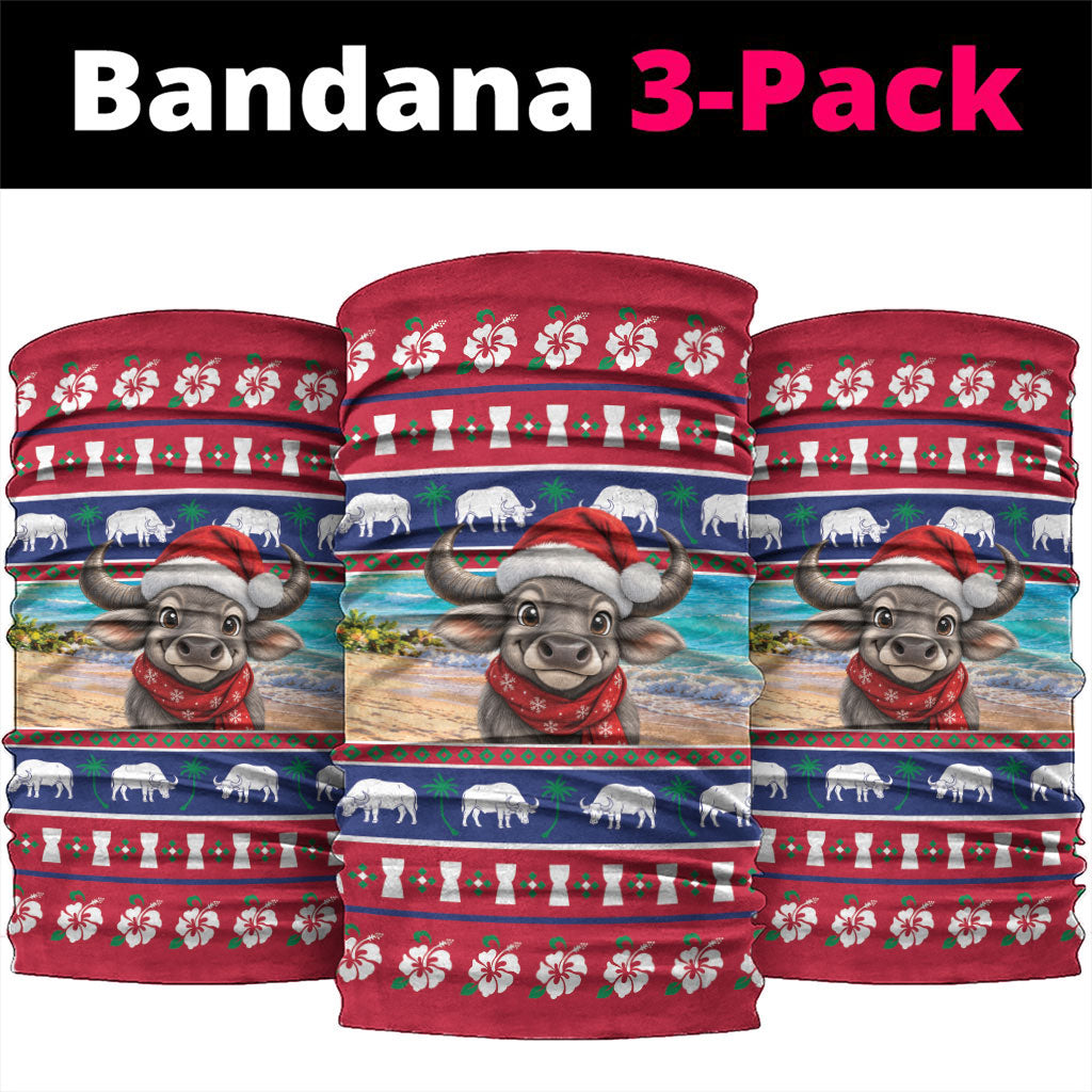 Guam Christmas Neck Gaiter Felis Pasgua Carabao Santa LT05 package One Size: 25*50cm Red - Polynesian Pride