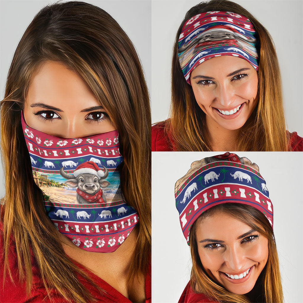 Guam Christmas Neck Gaiter Felis Pasgua Carabao Santa LT05 - Polynesian Pride