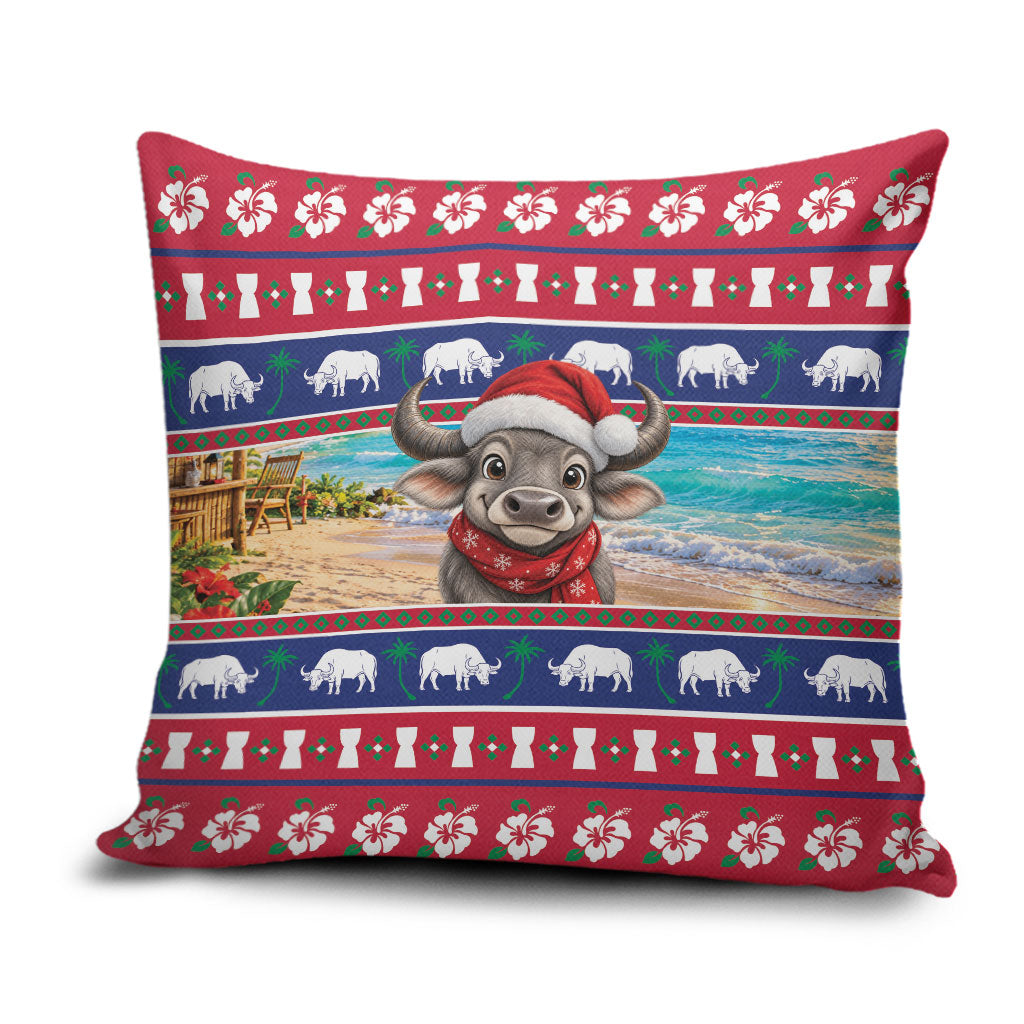 Guam Christmas Pillow Cover Felis Pasgua Carabao Santa LT05 Red - Polynesian Pride