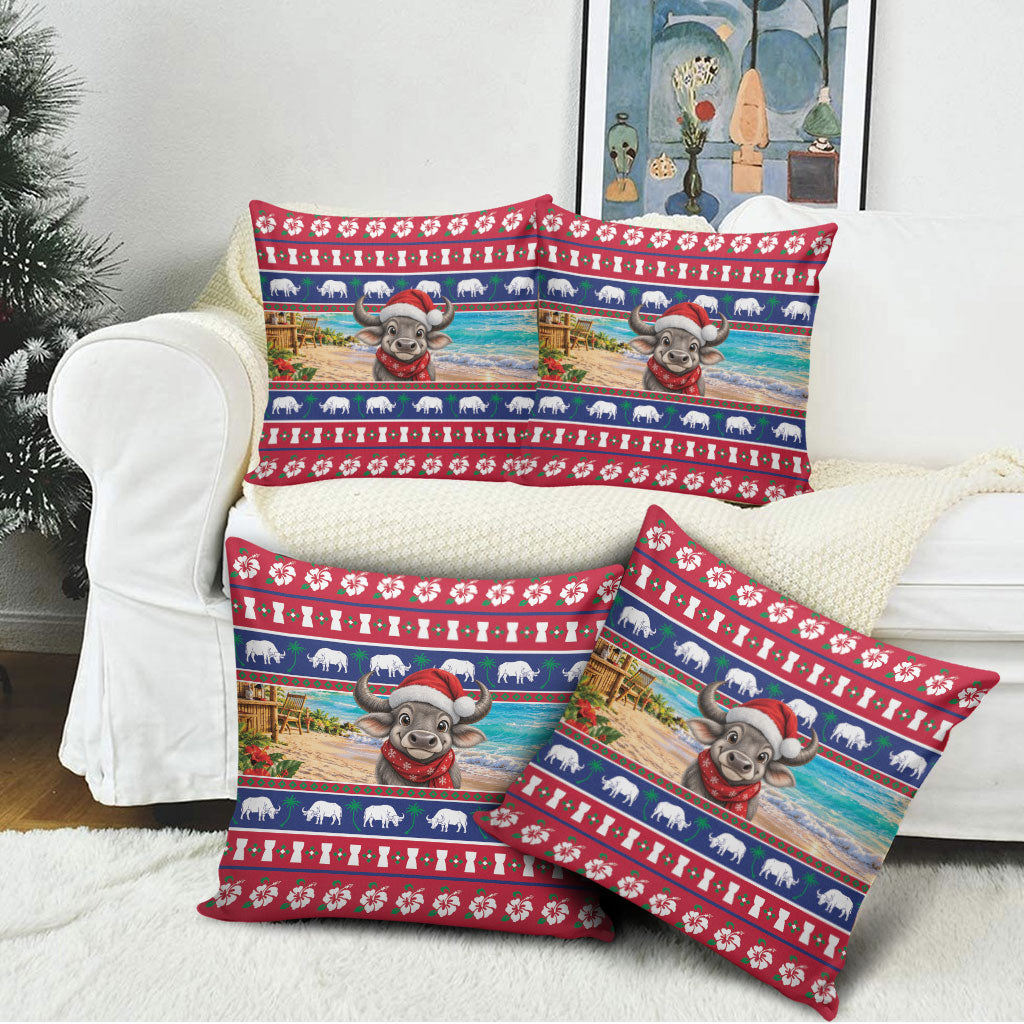 Guam Christmas Pillow Cover Felis Pasgua Carabao Santa LT05 - Polynesian Pride