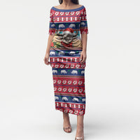 Guam Christmas Puletasi Felis Pasgua Carabao Santa LT05 Long Dress Red - Polynesian Pride