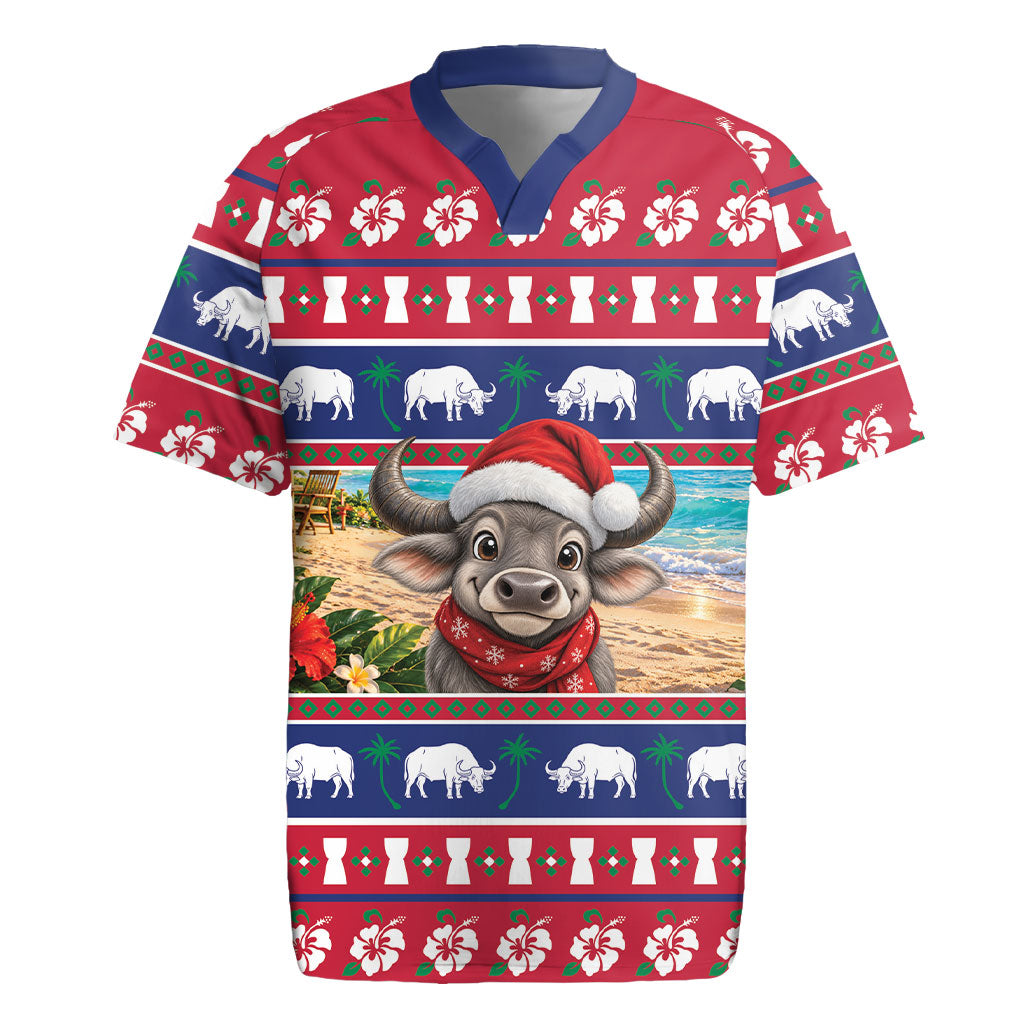 Guam Christmas Rugby Jersey Felis Pasgua Carabao Santa LT05 Red - Polynesian Pride