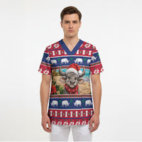 Guam Christmas Scrub Top Felis Pasgua Carabao Santa LT05 - Polynesian Pride