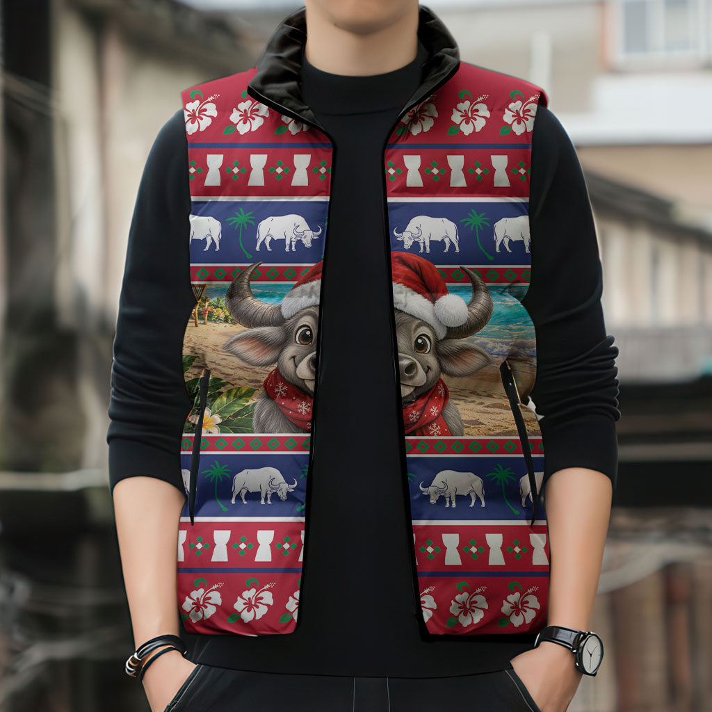 Guam Christmas Sleeveless Puffer Jacket Felis Pasgua Carabao Santa LT05 - Polynesian Pride