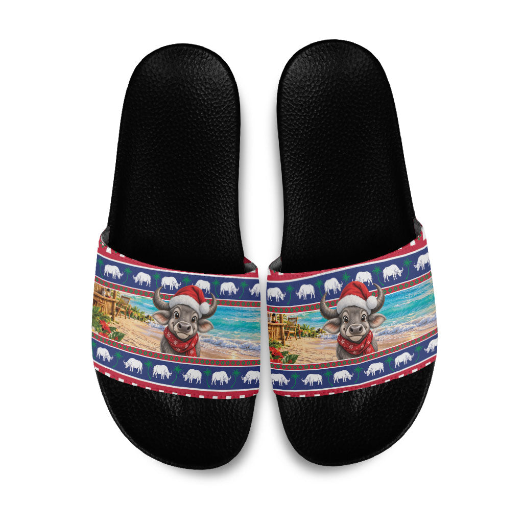 Guam Christmas Slide Sandals Felis Pasgua Carabao Santa LT05 Red - Polynesian Pride