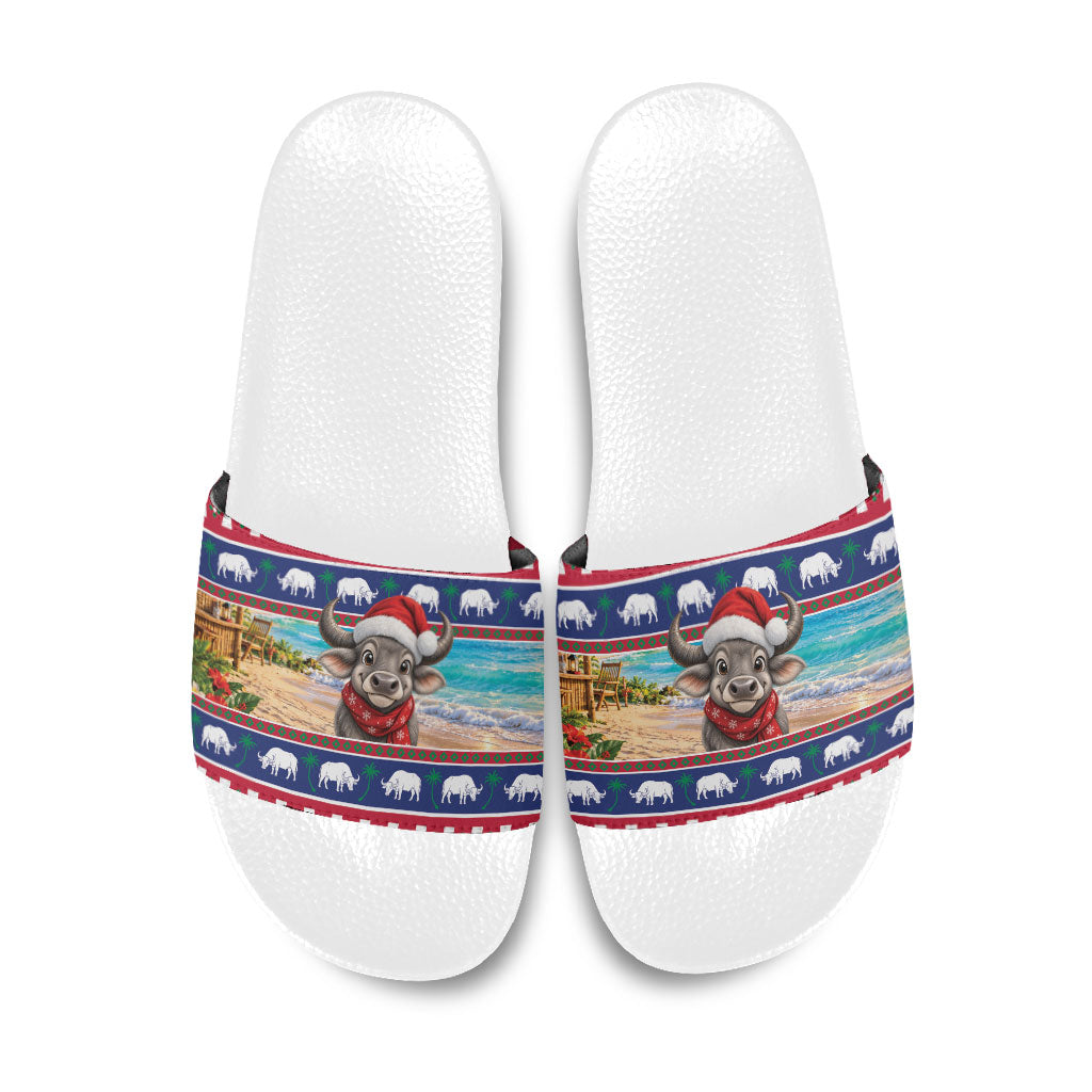Guam Christmas Slide Sandals Felis Pasgua Carabao Santa LT05 Red - Polynesian Pride