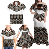 New Zealand Aotearoa Family Matching Off Shoulder Maxi Dress and Hawaiian Shirt Taniko Art Simple Style LT05 - Polynesian Pride
