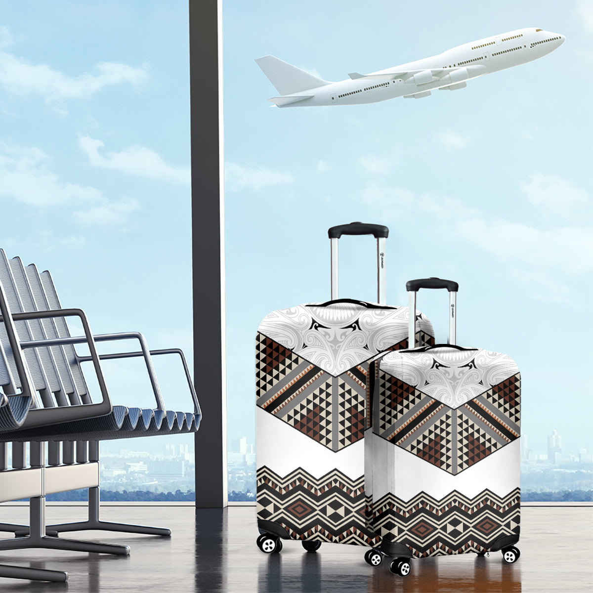 New Zealand Aotearoa Luggage Cover Taniko Art Simple Style LT05 - Polynesian Pride